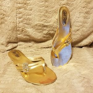 5/$25 Silver Slipper Gold Sandals